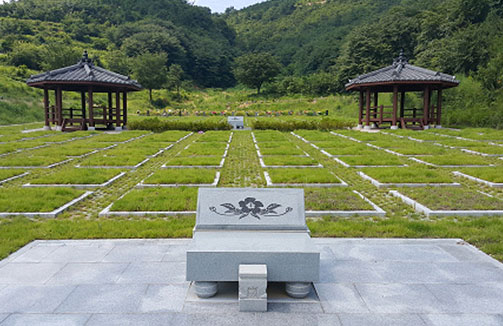 잔디형으로 자연장지한 모습