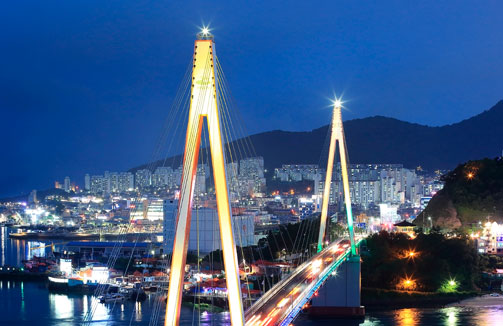 돌산대교 야경 모습