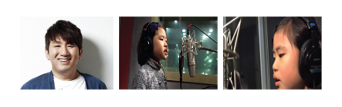 방시혁프로듀서와 김정인양이 노래를 부르는 이미지