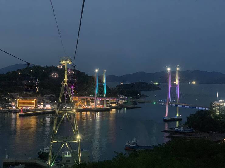 여수 케이블카에서 바라본 밤 바다의 야경