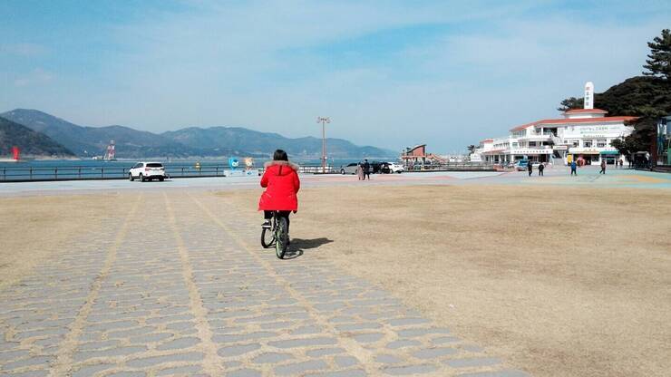 여수 오동도에서 자전거를 타고 찰칵!