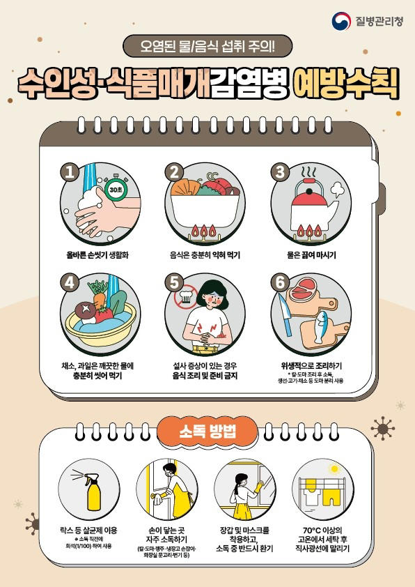 수인성·식품매개감염병 예방수칙 안내 포스터