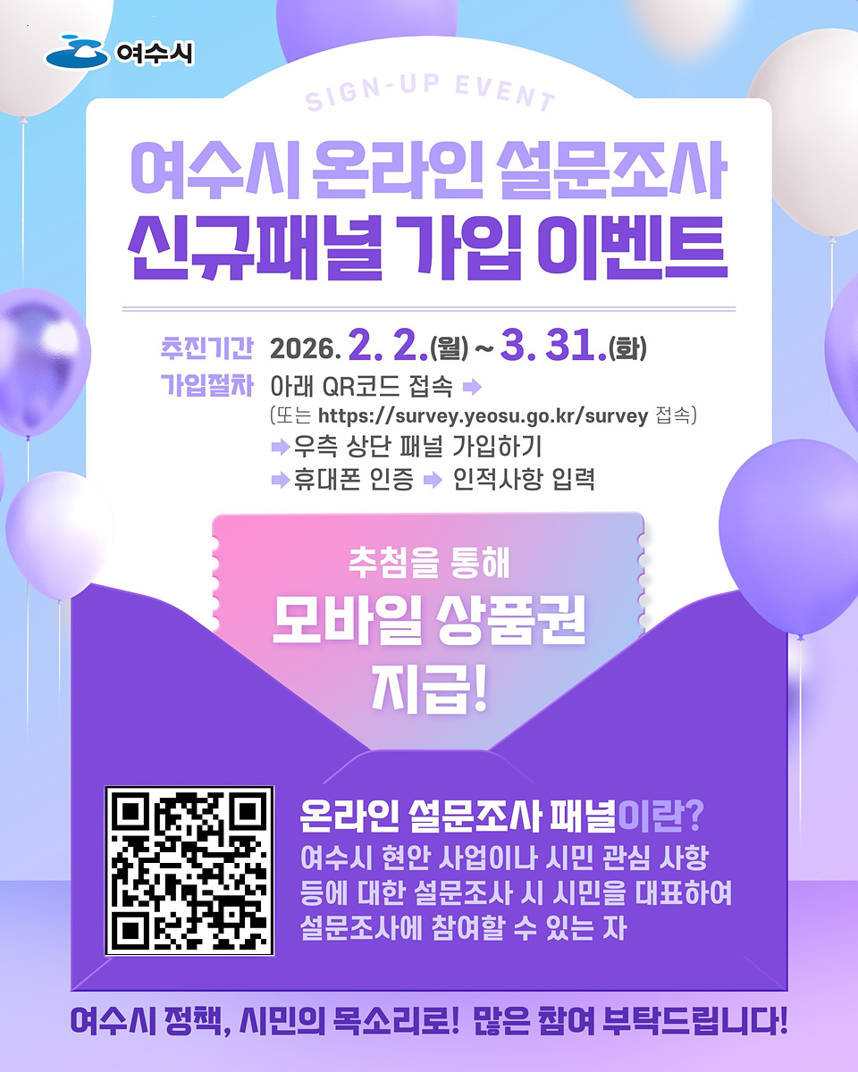 3 여수시, 온라인 설문조사 신규 패널 가입 이벤트 실시.jpg