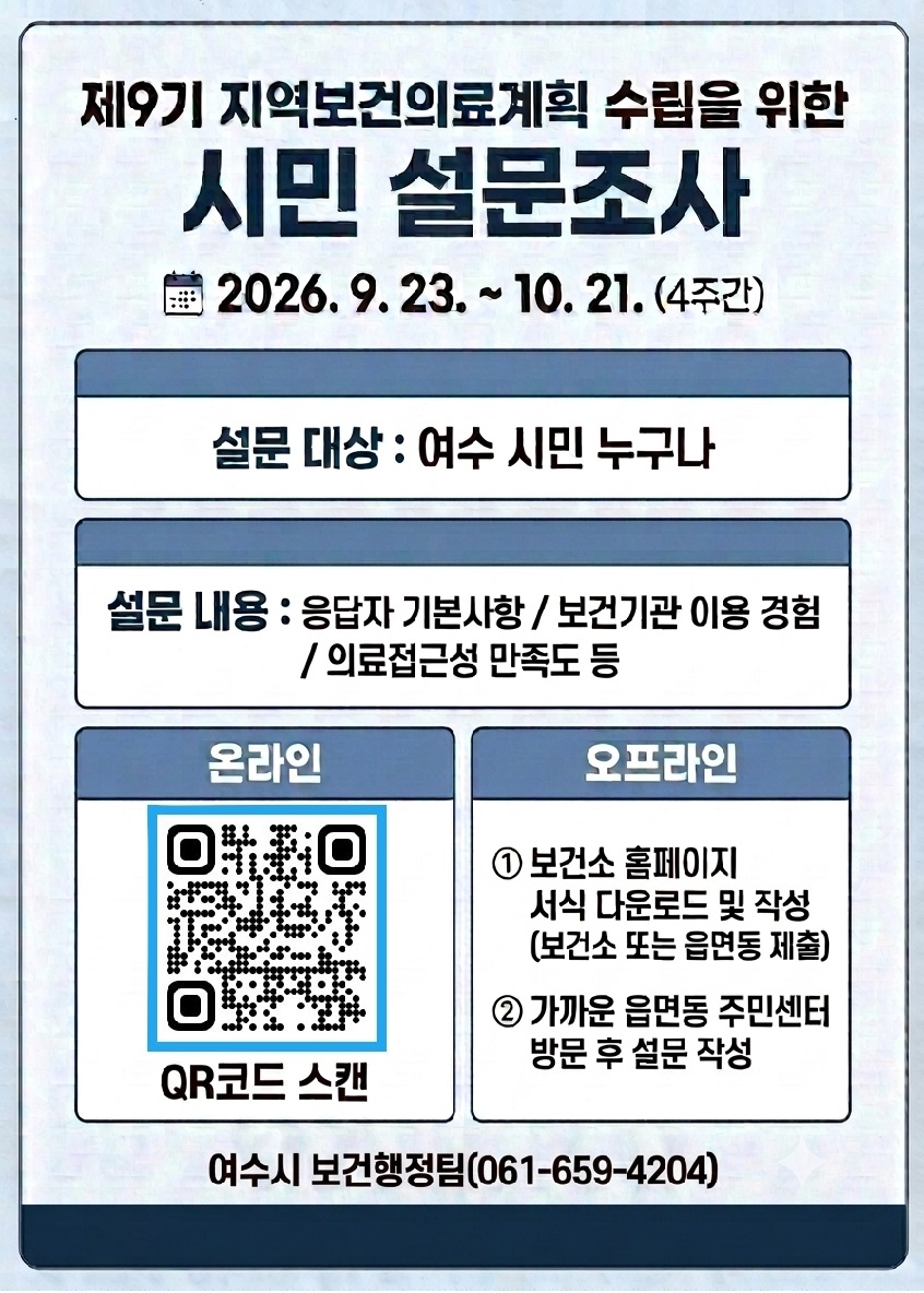 4 여수시, 제9기 지역보건의료계획 수립 위한 시민 설문 참여 독려.jpg