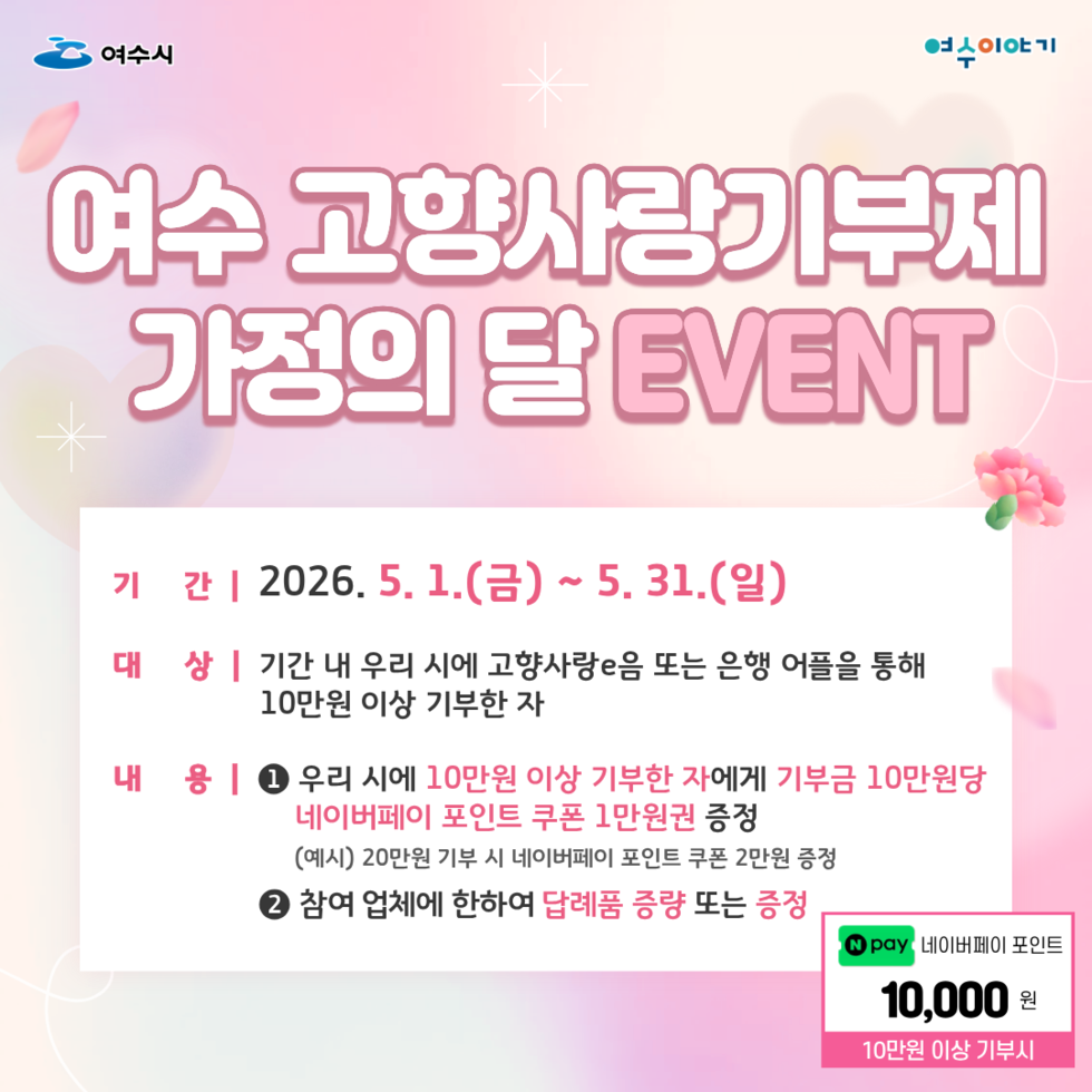 1 여수시, 고향사랑기부제 가정의 달 특별 이벤트 진행.png